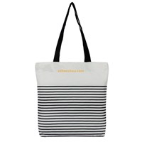 Promotional natural economy custom cross body print black and white striped tote bags cotton canvas personalised shoulder bags