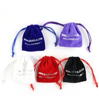 Wholesale Custom Eco-friendly convenient colorful small jewelry storage velvet pouches with drawstring pouches for jewelry