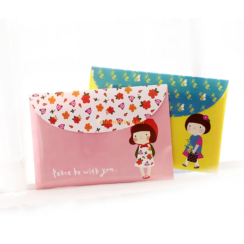 Best quality professional custom A4 size cartoon printing school stationery clear pp plastic folder bags in printing for sale