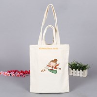 Promotional natural economy custom personalized printed lady women girl cotton canvas shoulder bag wholesale