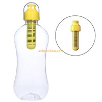 BPA Free flat plastic shaker bobble water bottle for sports, water drink purification bottle for camping
