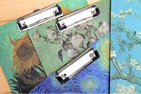 China supplier new fashionable popular custom colorful art painting by Van Gogh clipboard with metal clip and wooden board
