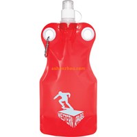 BPA Free stand-up plastic foldable water bottle drinking bag with hook and gravure printing, custom bottle bag, foldable water bag