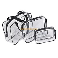 Newest fashion good price custom universal transparent PVC fabric cosmetics bags with different sizes