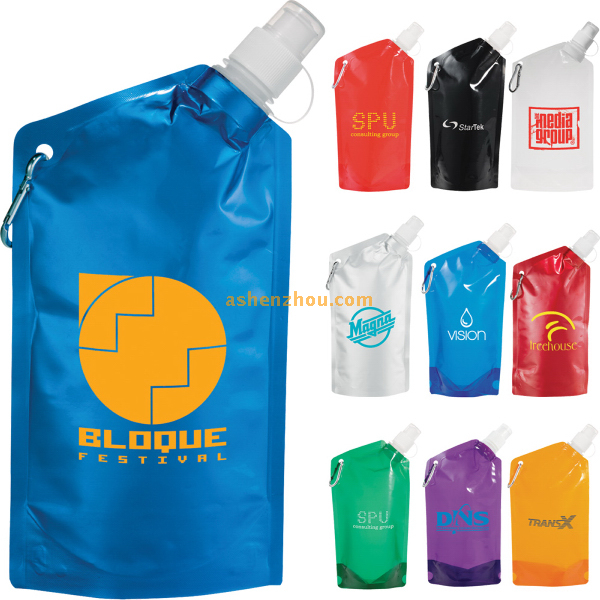 Stand up folding water bottle bag with spout, outdoor folding water bag ...