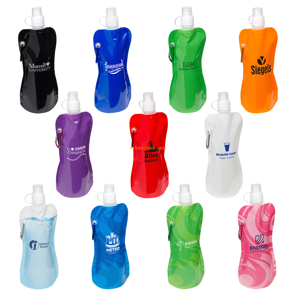 Sport foldable plastic drinking water bottle, easy carry collapsible water bottle, plastic bottle bag