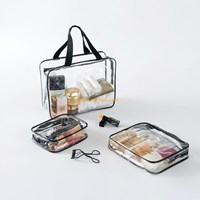 Newest fashion good price custom universal transparent PVC fabric cosmetics bags with different sizes
