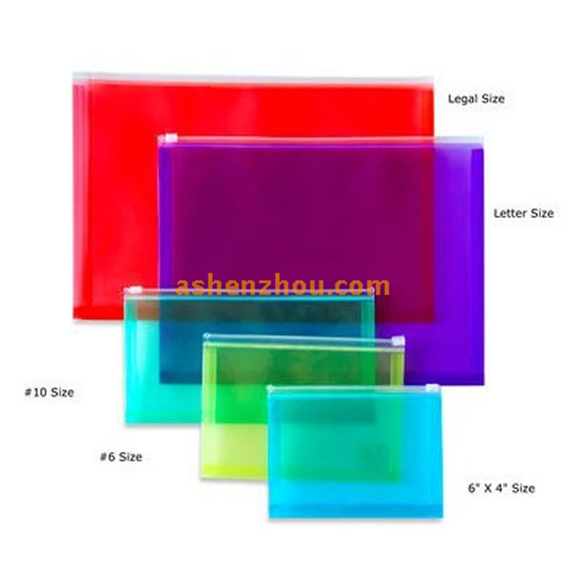 Wholesale cheap price custom various sizes pp plastic clear envelope foldable file storage bags with zipper closure
