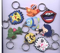 Oem custom high quality soft silicone key rings with cartoon picture keychain finder