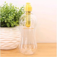 Bobble water bottle with carry tether cap, sport water drink purification bottle with lime filter BPA Free