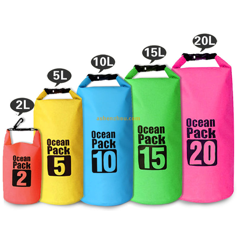 PVC ocean pack waterproof dry bag roll top dry compression sack keeps gear dry for kayaking, rafting, boating, camping, beach, fishing 2L- 30L