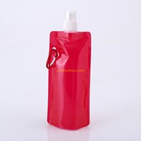 Stand up collapsible sports foldable BPA Free water bottle, custom advertising folding water bottle