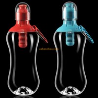 BPA Free portable plastic filtered water bottle with actived carbon filter/550ml bobble water filter bottle