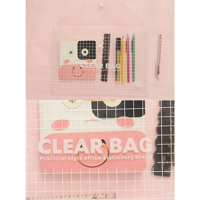 Great quality cheap promotional custom multicolor clear pp plastic button document envelopes snap stationery file bags
