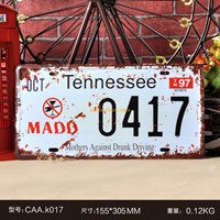 Hot sale 3d printed embossed metal aluminum retro car license plate decorative metal signs for home