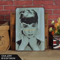 Wholesale custom make advertising banner metal wall advertising sign plaque about Audrey Hepburn