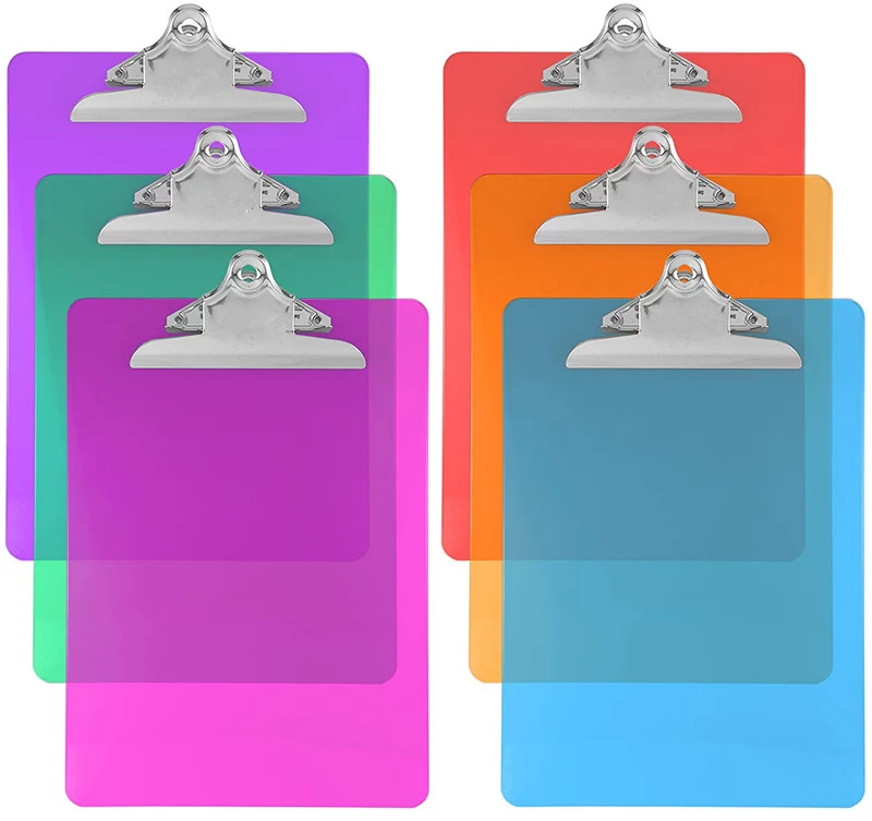 Hot Sale popular high quality custom various design clear A4 plastic clipboard with holde for office