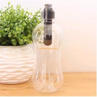 Bobble water bottle with carry tether cap, sport water drink purification bottle with lime filter BPA Free