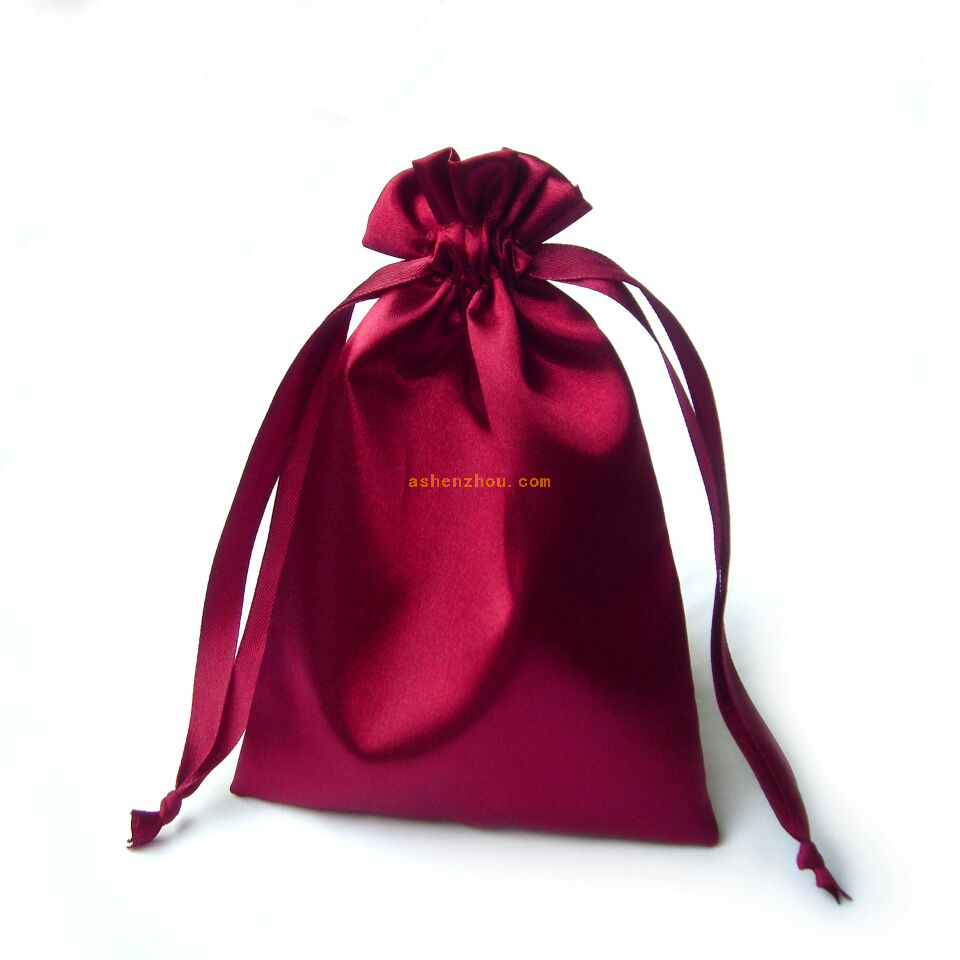 Stylish design custom logo silk lingerie pouch bag with satin ribbon