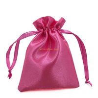 Stylish design custom logo silk lingerie pouch bag with satin ribbon