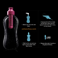 Lime filter bobble water bottle with carry cap, blue, medium, 550ml, BPA Free