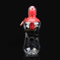 Water bobble water bottle with actived carbon filter for sports, camping